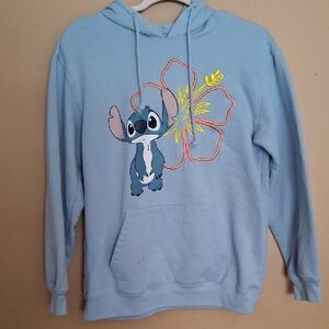 Light Blue Stitch Graphic Hoodie